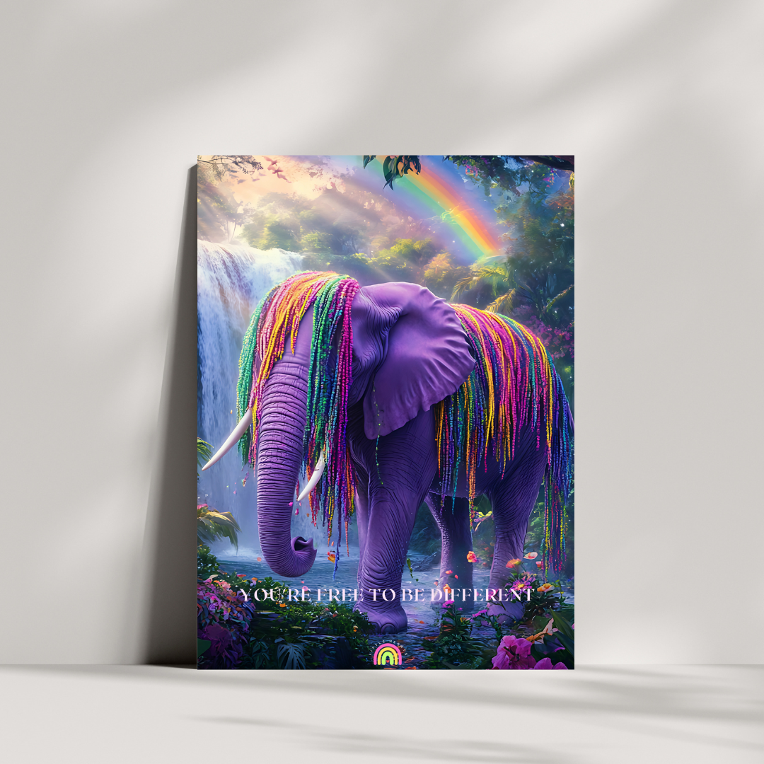 Poster Lila Elefant - You’re Free to Be Different