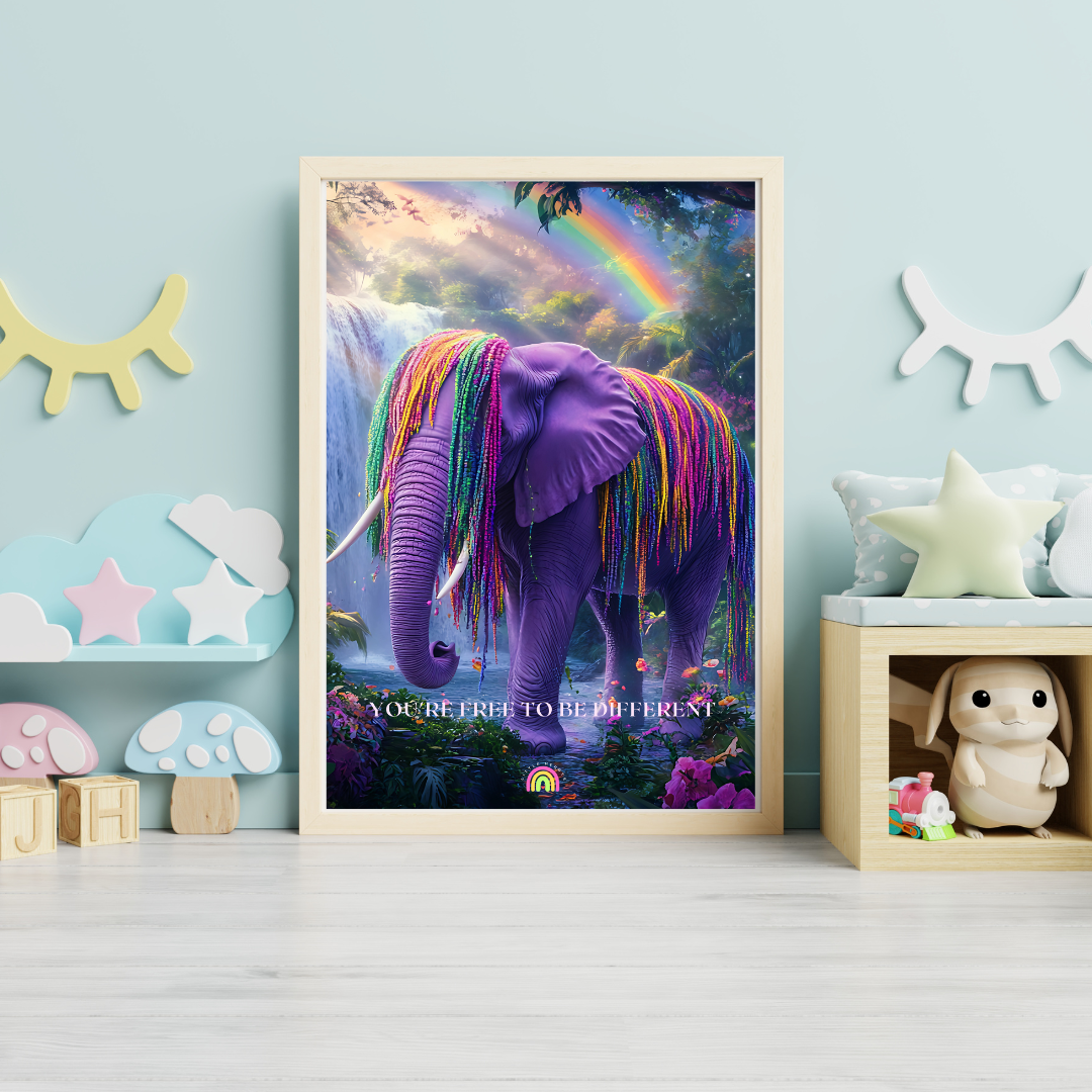 Poster Lila Elefant - You’re Free to Be Different
