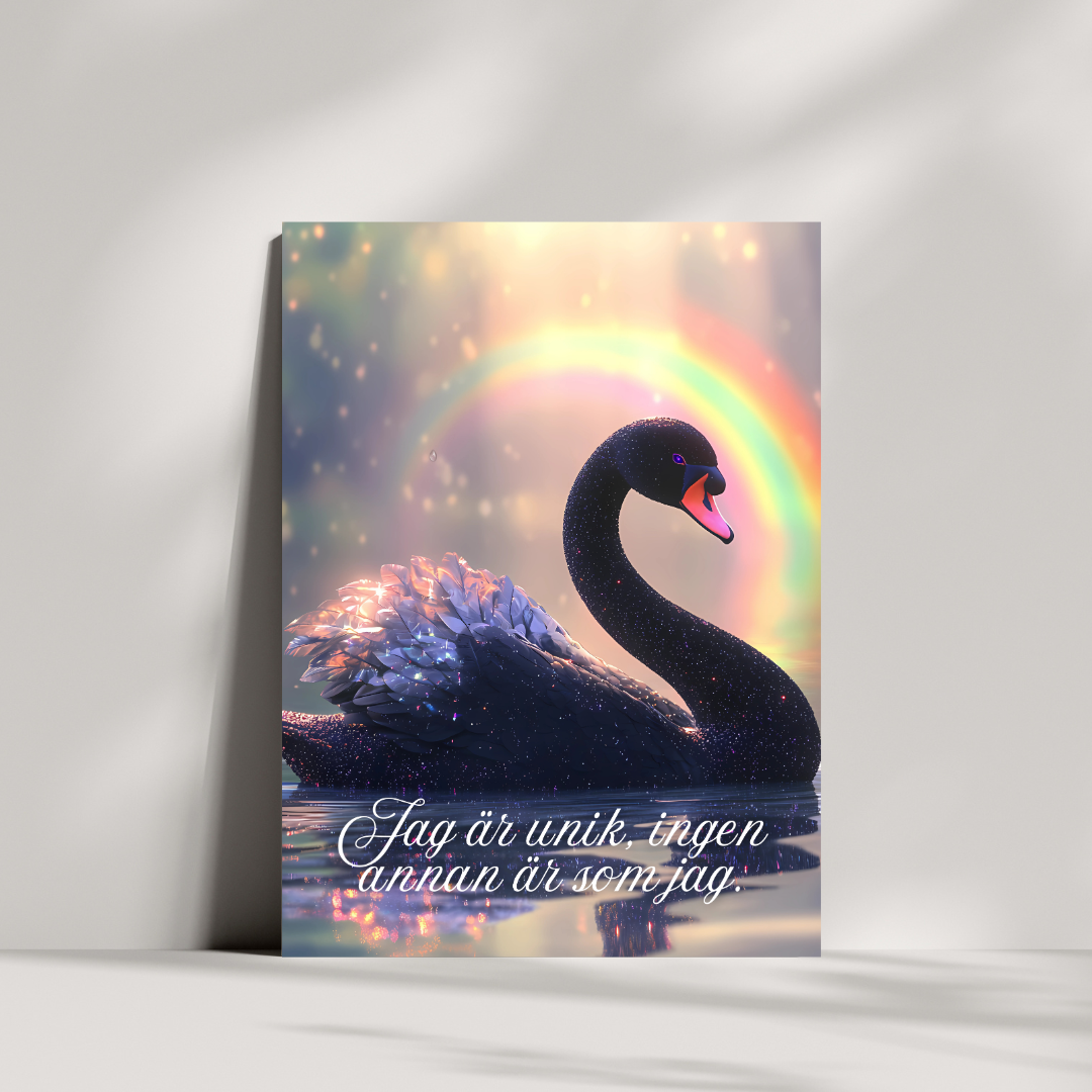 Poster Unik Svan - Jag är unik ingen annan är som jag
