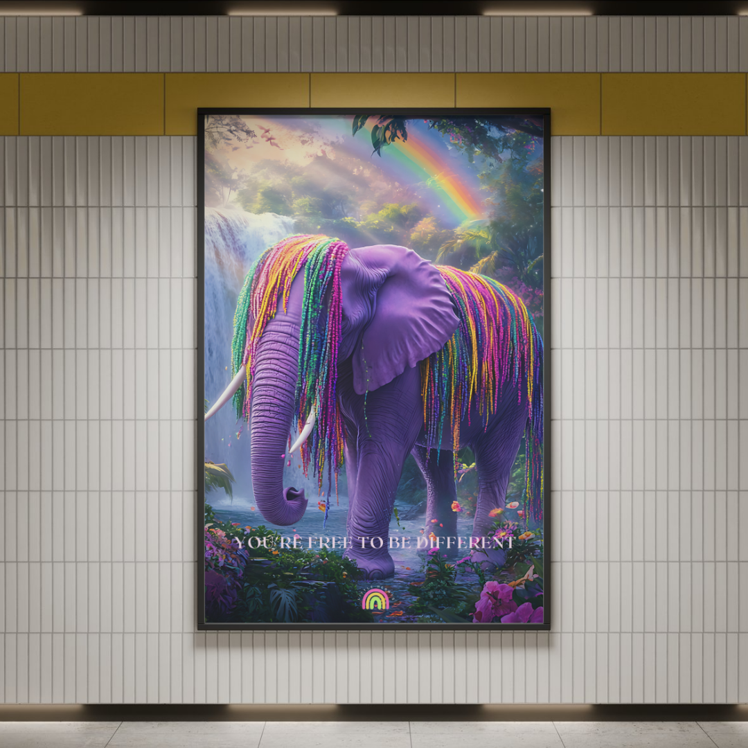 Poster Lila Elefant - You’re Free to Be Different