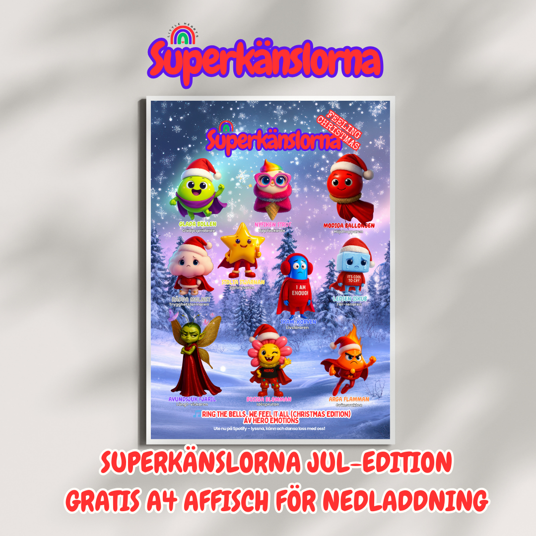 🎄 Superkänslorna Julaffisch (Gratis A4 att ladda ner)